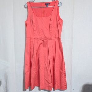 Chaps Salmon Pink Knee Length Cotton Fit and Flare Dress Size 12